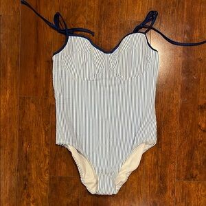 NWT JCrew Striped Blue and White Seersucker One-Piece Swimsuit